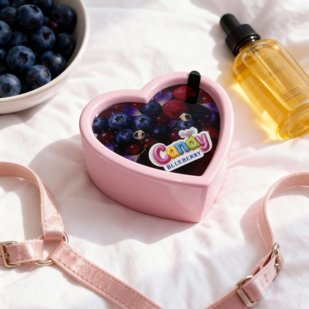Массажная свеча с ароматом черники Candy Blueberry в форме сердца, 70 мл Sex Aura Киев - изображение 7