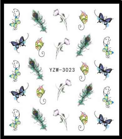 Наклейки для нігтів "Квіточки з пір'ям" YZW-3023 Київ