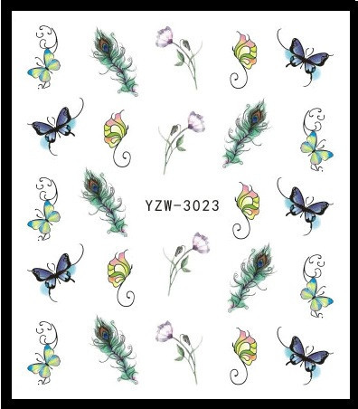 Наклейки для нігтів "Квіточки з пір'ям" YZW-3023 Київ - фото 1