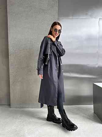 Жіночий трендовий стильний тренч  щільний котон-парка Графіт Одеса