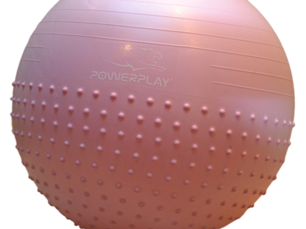 М'яч для фітнесу (фітбол) напівмасажний PowerPlay 4003 Ø65 cm Gymball  Ліловий + помпа Каменское - изображение 9