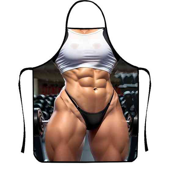 Фартух з приколом для жінок дівчина з м`язами 80 на 60 см різнобарвний Київ