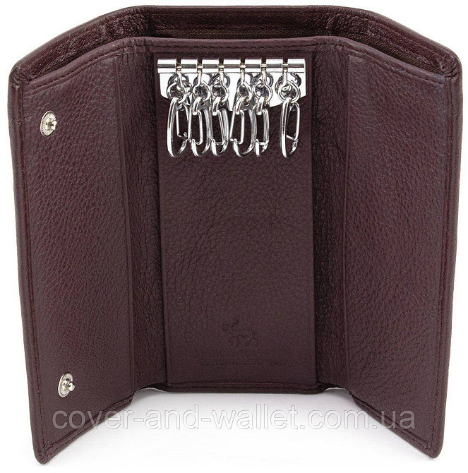 Коричневая кожаная ключница кошелек с карабинами под каждый ключ Marco Coverna (5551-2) Киев - изображение 6