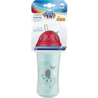 Поильник-непроливайка Canpol babies Лемур двойная стенка с силиконовой трубочкой 260 мл (74/051) Винница - изображение 4
