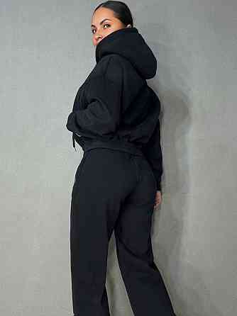 Костюм жіночий Joy One 80990 утеплений на флісі худі зі штанами чорний, чорний, XL Київ