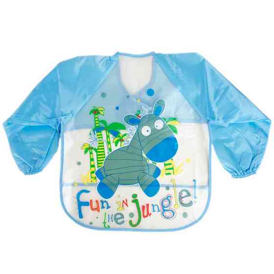 Слинявчик з рукавами "Зебра" MGZ-0610-1 блакитний, лейончатий, на зав`язках Вінниця