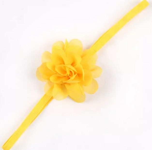 Детская повязка на голову с шифоновым цветком one size желтый Киев - изображение 1