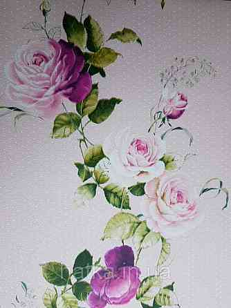 Шпалери вінілові на флізеліні Petite Fleur 4 Rasch Texti 289076 великі квіти троянди на рожевому тлі Київ