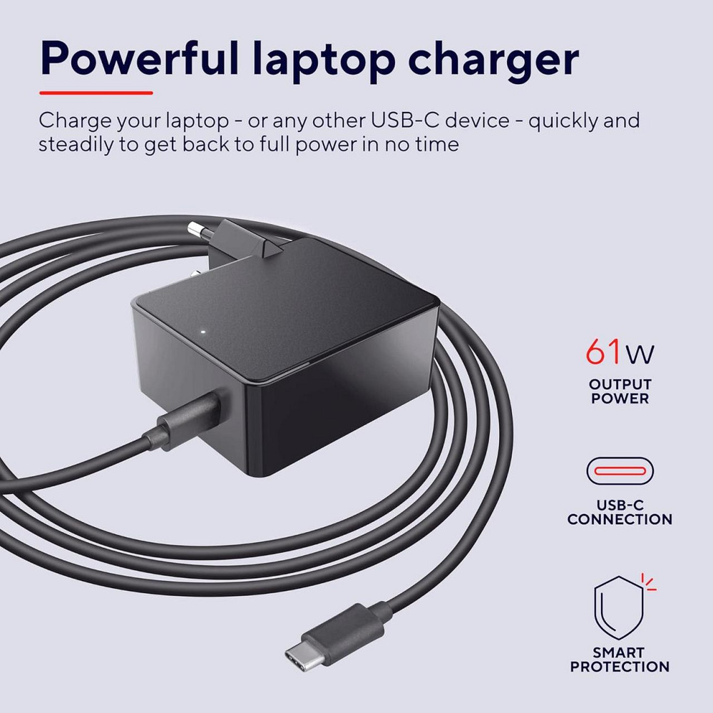 Зарядний пристрій 61 Вт USB-C зарядка для MacBook ноутбука планшета смартфона адаптер живлення з захистом від перенапруги замикань Київ - фото 4