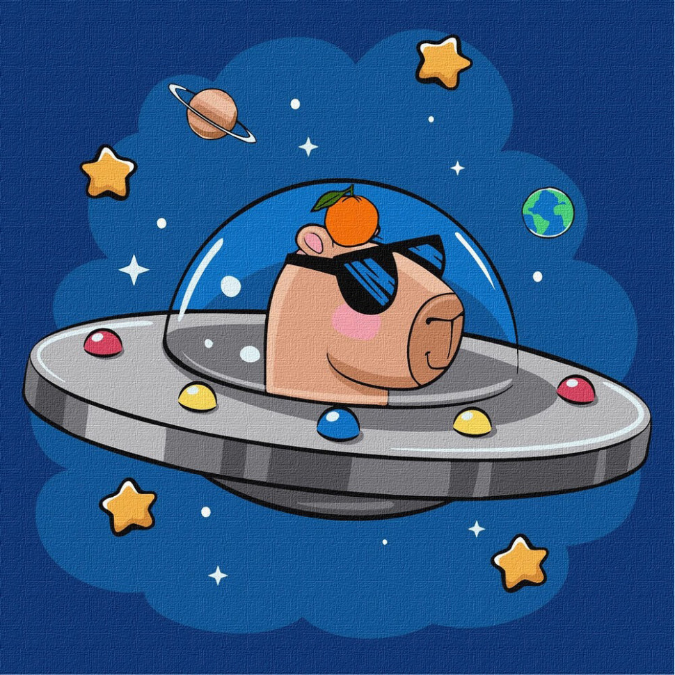 Картина за номерами "Капібара в космічній тарілці" KHO1292, 30x30 см Вінниця - фото 1