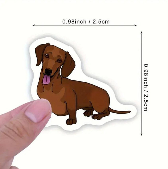 Набір із 500 наклейок із таксами — кольорові стікери 2.5×2.5 см | Стікер-етикетки для пакування Київ - фото 2