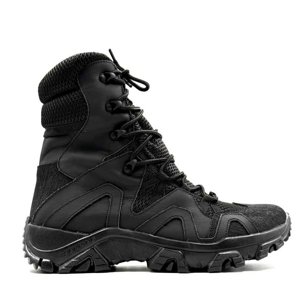 Тактичні літні берці чоловічі чорні з натуральної шкіри CRAZY HORSE для військових та туризму Львів - фото 2