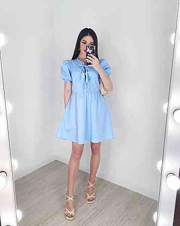 Женское романтичное мини платье-котон Голубой, 42/44 Одесса