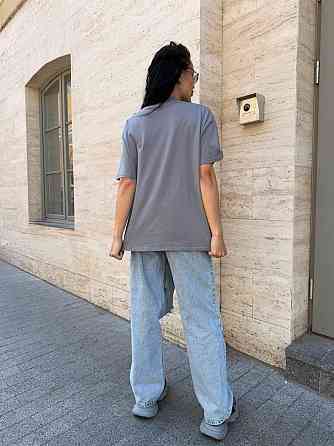 Женская стильная оверсайз футболка с накатом турецкий кулир Пепел Одесса