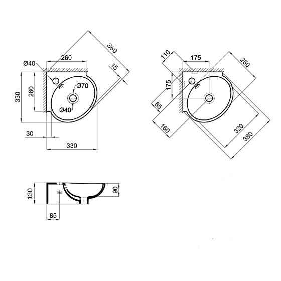 Раковина Qtap Leo 380x360x130 White QT11115010WN Київ