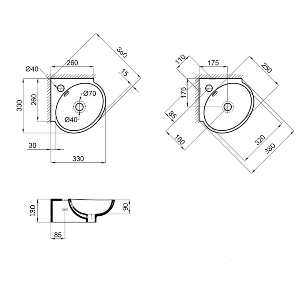 Раковина Qtap Leo 380x360x130 White QT11115010WN Київ - фото 2