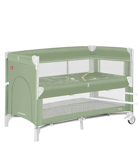 Манеж детский - кровать для новорожденных 2 в 1 со вторым дном Porta CRL-18103 Mint Green 125*65 см CARRELLO зеленый Кривой Рог - изображение 2