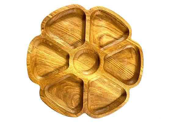 Деревянная тарелка из натурального дерева диаметр 25 см, высота 2 см, тарелка для закусок Каменец-Подольский