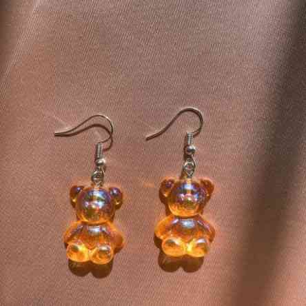 Сережки желейные мишки оранжевые - размер мишки 2,3*1,8см, смола Киев