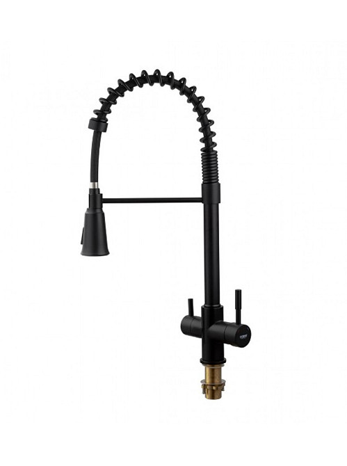 Змішувач для кухні Koer KB-72025-05 з виходом для питної води (вилив – пружина) латунь/колір чорний (KR5015) Чернівці - фото 2