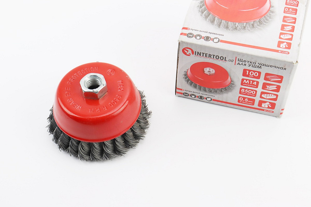 Щітка торцева М14 D-100мм з плетеного дроту BT-2100 Київ - фото 1