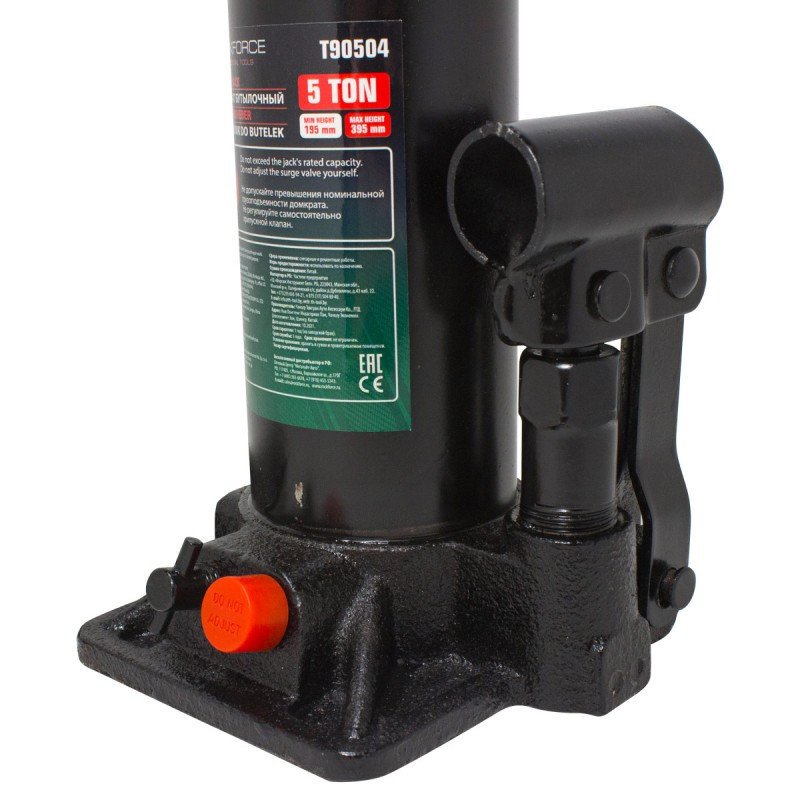 Домкрат пляшковий 5т (h min 194мм, h max 372мм, хід штоку 118мм) з клапаном Одеса - фото 4