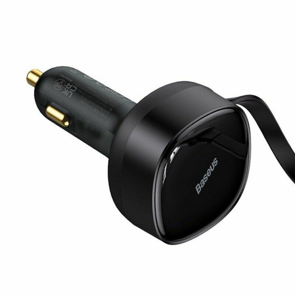 Автомобільний зарядний пристрій Baseus Enjoyment Retractable 2-in-1 Car Charger C+L 30W Black Ковель - фото 1
