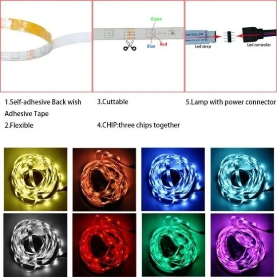 Гирлянда-лента (Rope-Lights) SMD5050-RGB универсальная, пров.:прозрачный, 5м (Разноцветная) 2032 Киев