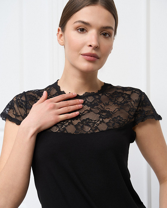 Футболка Ozkan з прозорим верхом, біл, чорн — Viscose XXL Київ - фото 9