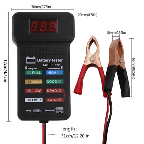 Тестер индикатор состояния автомобильного аккумулятора 12-24В с зажимами ЖК Вінниця - фото 5