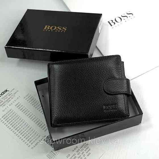 Великий шкіряний гаманець на застібці з монетницею Boss (6604) Київ