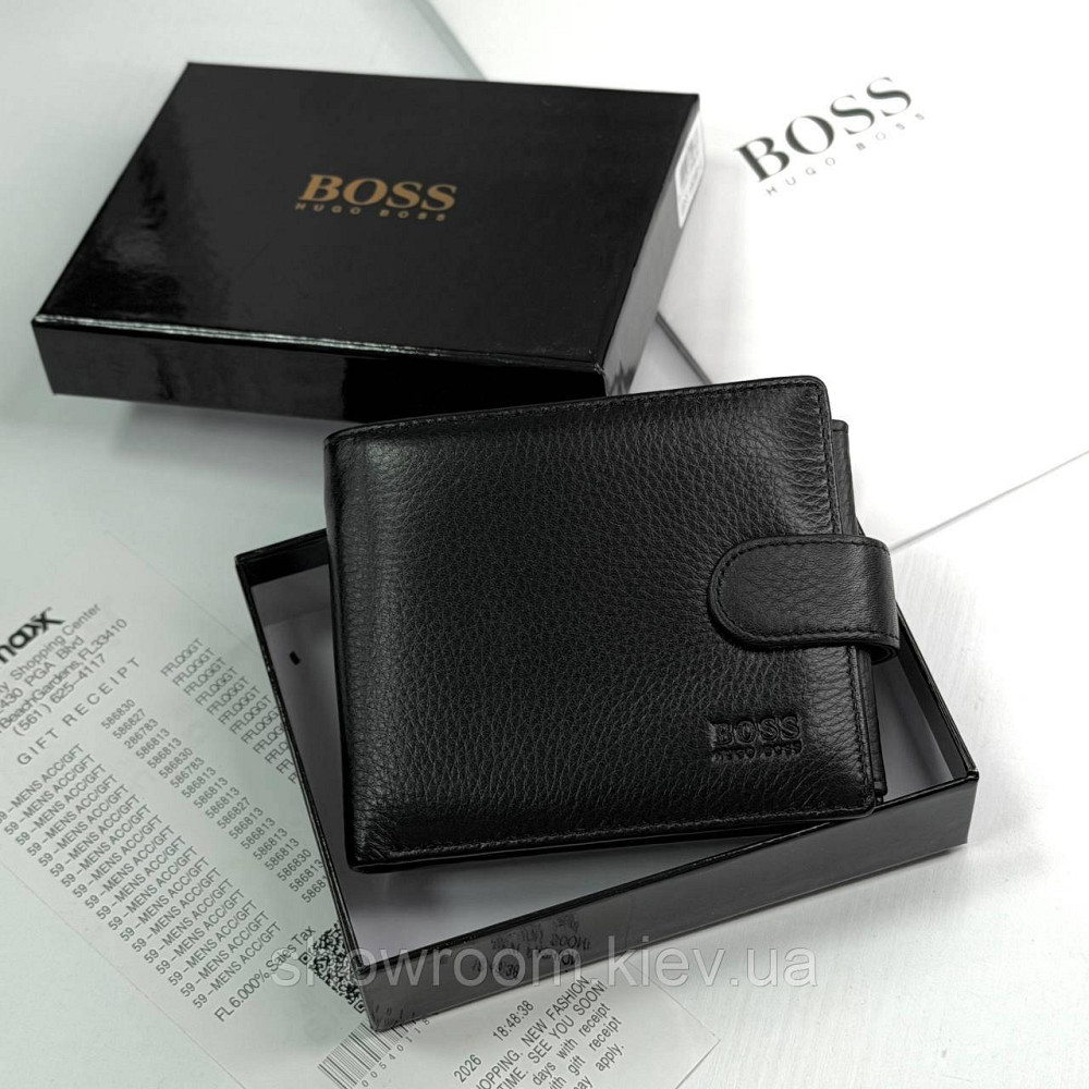 Великий шкіряний гаманець на застібці з монетницею Boss (6604) Київ - фото 2