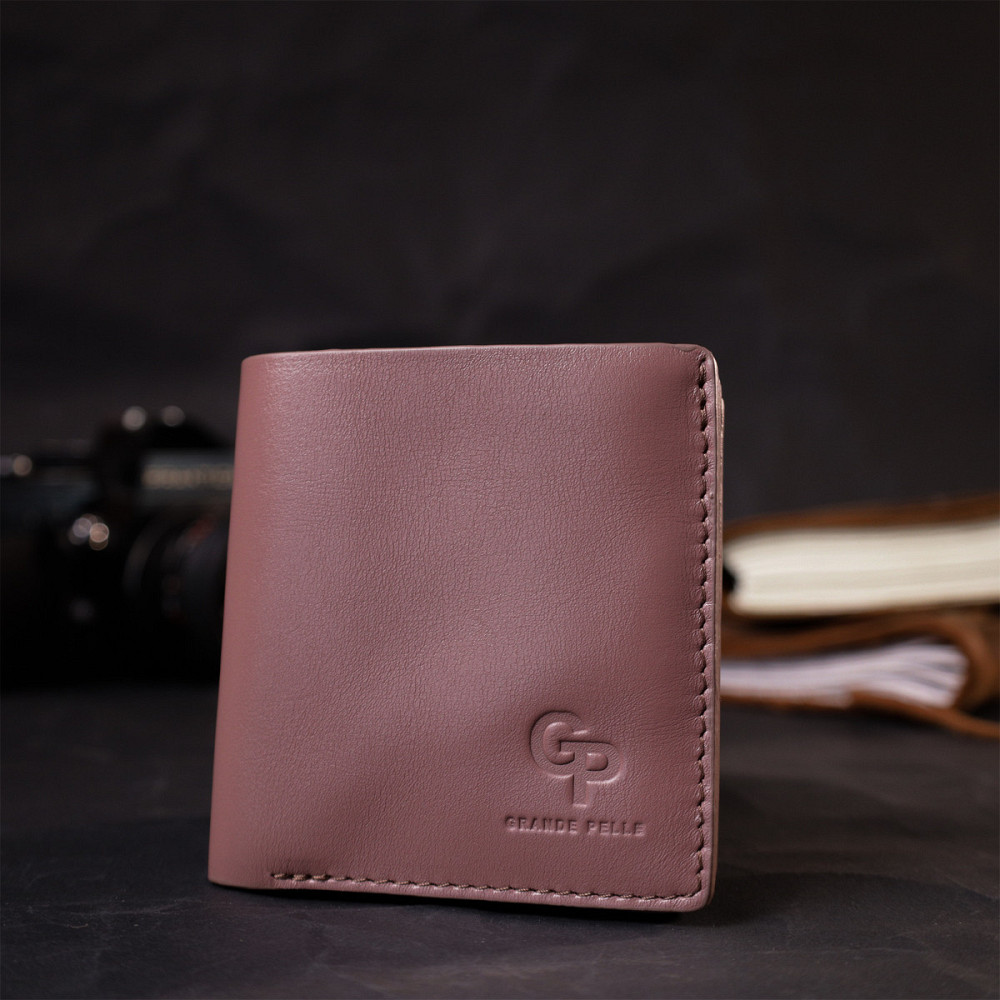 Небольшое портмоне из натуральной кожи GRANDE PELLE 16799 Пудровый Киев - изображение 8