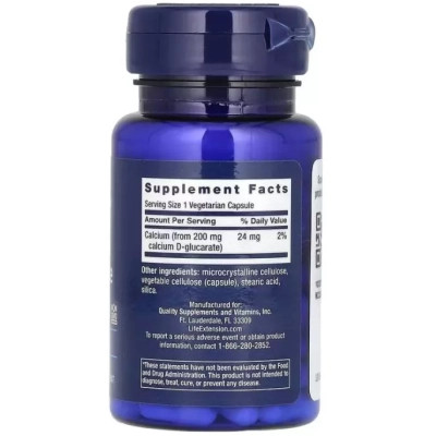 Витаминно-минеральный комплекс Life Extension D-глюкарат кальция, 200 мг, Calcium D-Glucarate, 60 вегетарианских (LEX-16516) Винница - изображение 2