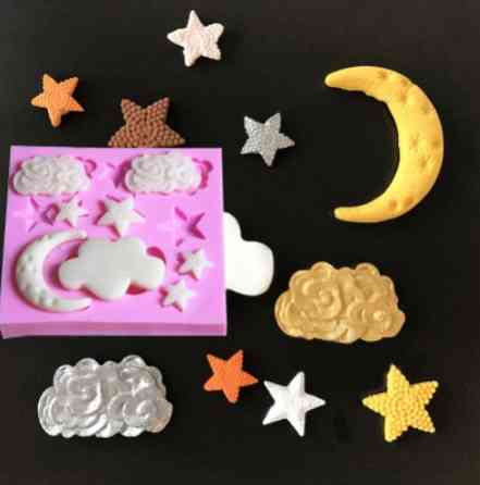 Молд силиконовый Луна тучи звёзды 85 на 80 мм розовый Киев