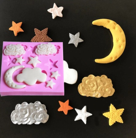 Молд силиконовый Луна тучи звёзды 85 на 80 мм розовый Киев - изображение 3