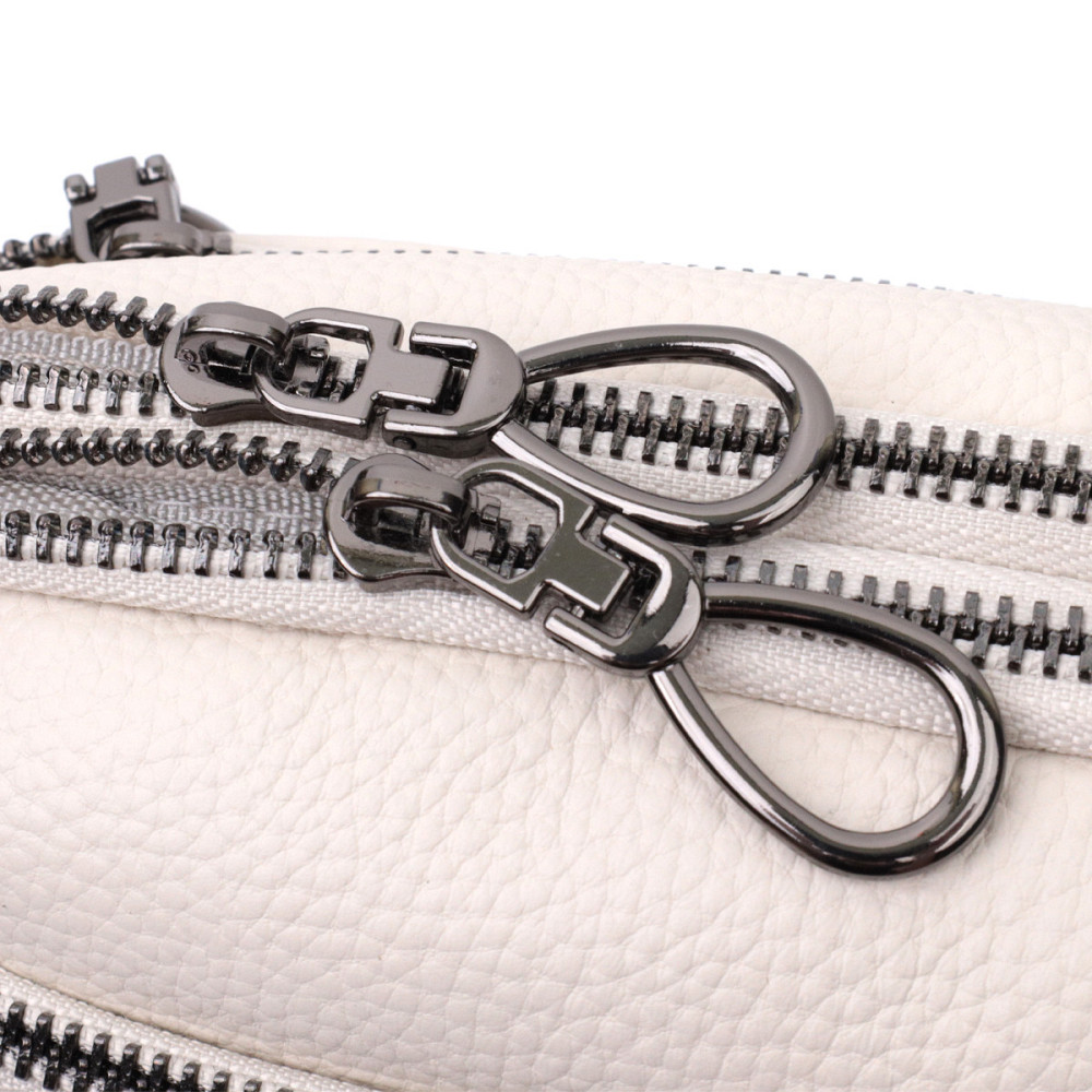 Жіноча прямокутна сумка з кишенями з натуральної шкіри Vintage 22598 Біла Київ - фото 7