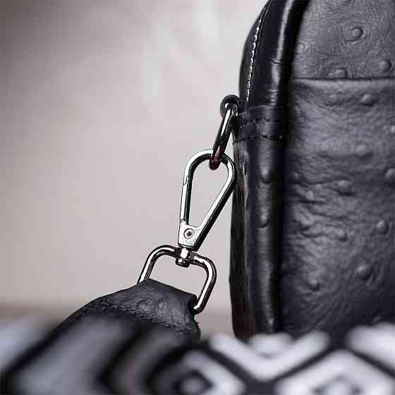 Фактурна сумка для жінок з натуральної шкіри Чорна (Vintage) Київ