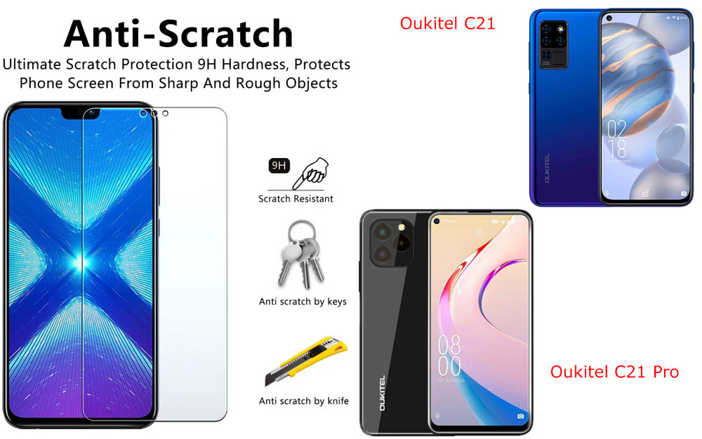 Захисне скло NeoGlass для Oukitel C21, Oukitel C21 Pro – надпрозоре та стійке Київ - фото 1