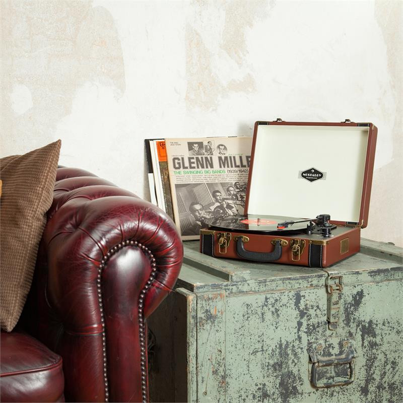 Набор коллекционеров пластинок Джерри Ли Коричневый футляр для пластинок в стиле ретро с проигрывателем Ровно - изображение 2