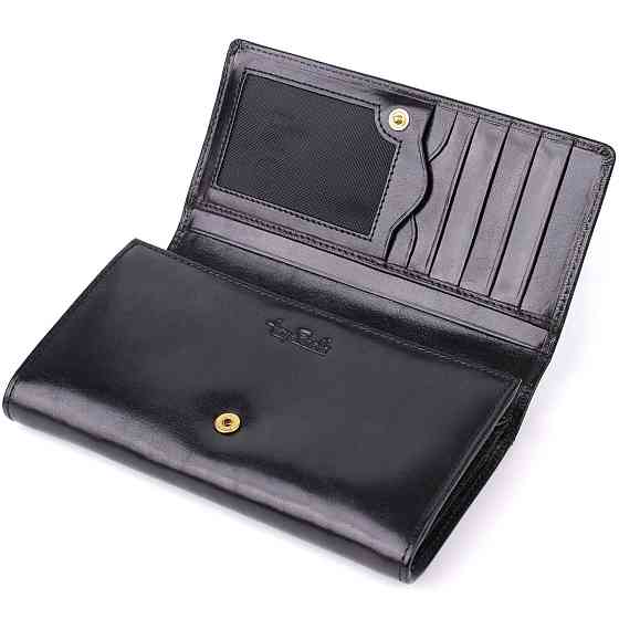 Стильный женский горизонтальный кошелек из глянцевой натуральной кожи Tony Perotti 20884_1 (1073 nero) Черный Киев