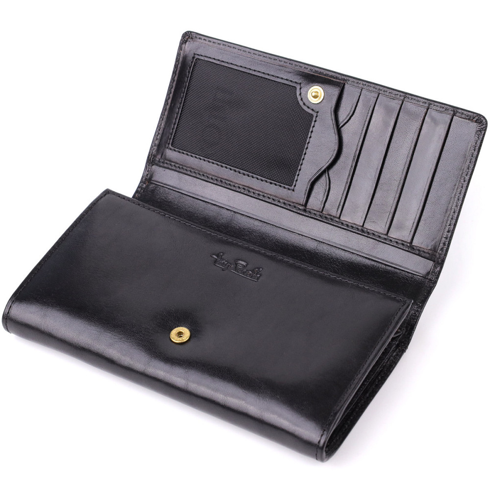 Стильный женский горизонтальный кошелек из глянцевой натуральной кожи Tony Perotti 20884_1 (1073 nero) Черный Киев - изображение 6