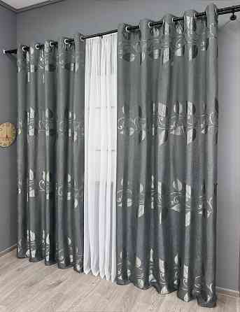 Комплект штор на люверсах VR-Textil Льон Рогожка № 1692ш Сірий 150х250 см 2 шт (37-0238) Київ