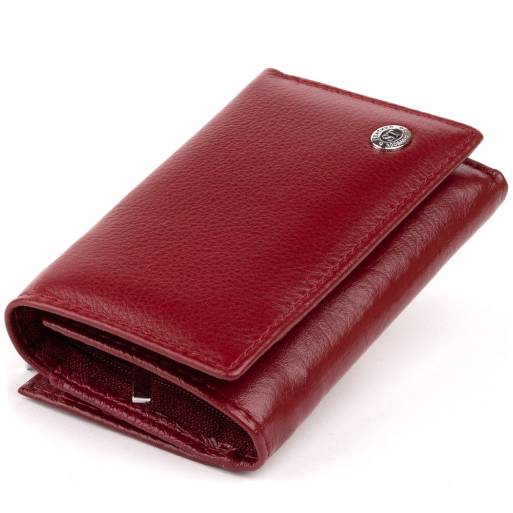 Жіноче горизонтальне шкіряне портмоне на магніті, бордове (ST Leather) Київ - фото 17