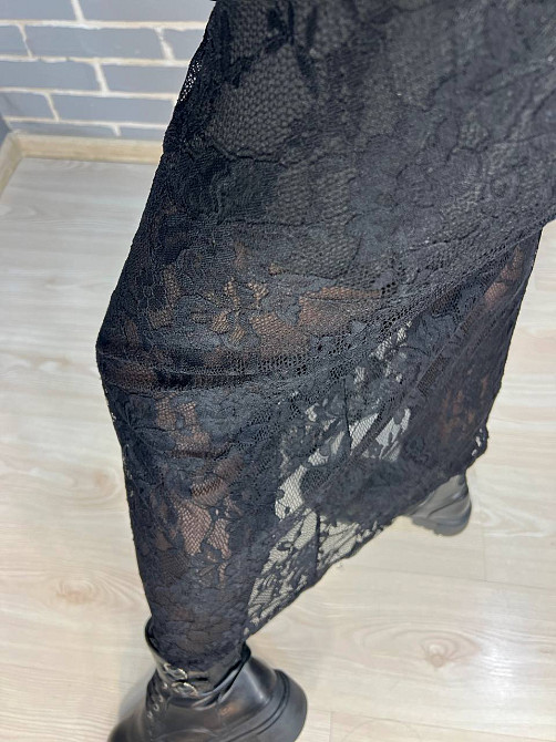 Юбка женская Shiqi 9313 гипюр прозрачная длинная с подкладкой черная, черный, L Одесса - изображение 8