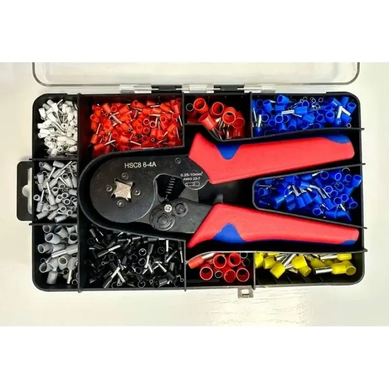 Кримпер 4 кулачка (HSC8-4A) / клещи обжимные + набор наконечников – 1200 шт в кейсе Коломия - фото 4