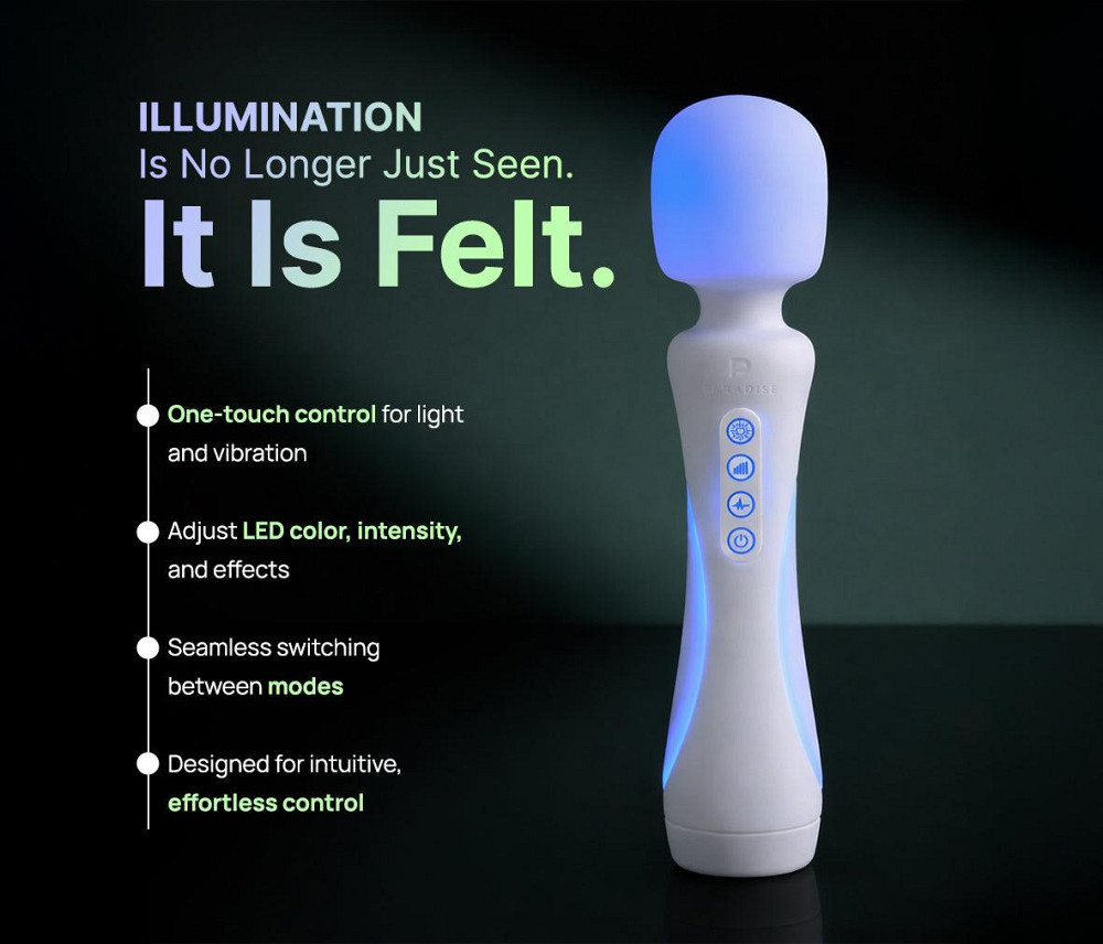 Микрофон с вибрацией, RGB-подсветкой и приложением Illumination The Wand, белый, 24,8 × 5,1 см Sex Aura Киев - изображение 8