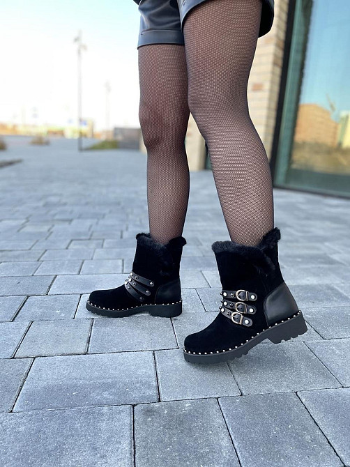 Унты женские M.KRAFT черные натуральная замша зима высота 15см обхват 28см подошва 2/3см размер Коломыя - изображение 8