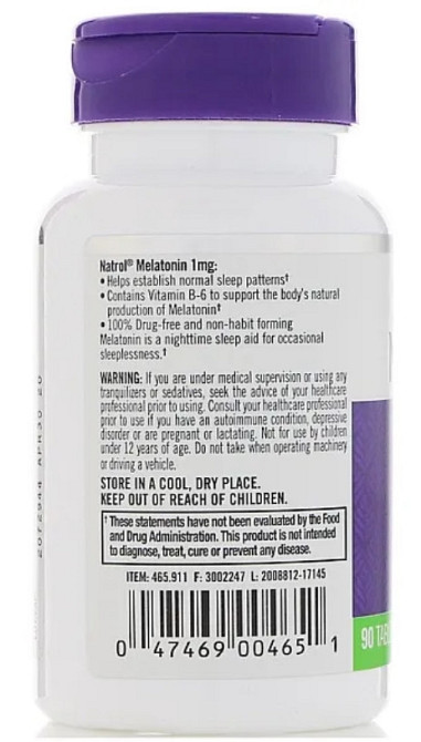 Мелатонін для покращення сну Natrol Melatonin 1 мг 180 таб Київ - фото 3