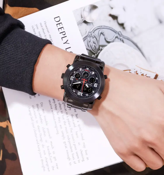 Мужские наручные классические часы Skmei 1642 (Черные с черным циферблатом) Винница - изображение 7